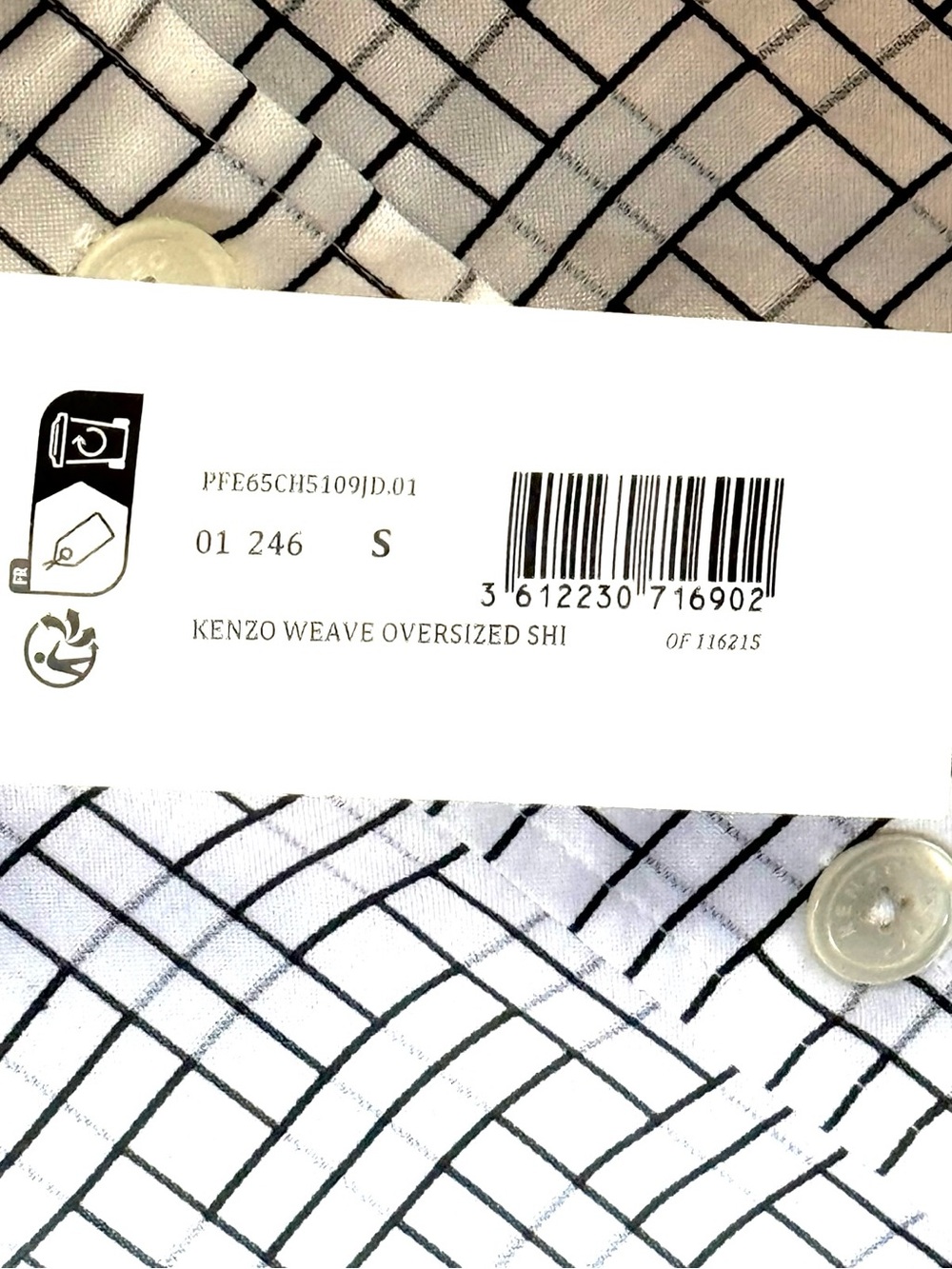 NWT KENZO Paris Oversized Jacquard Cotton Weave Overshirt S - Picture 10 of 12